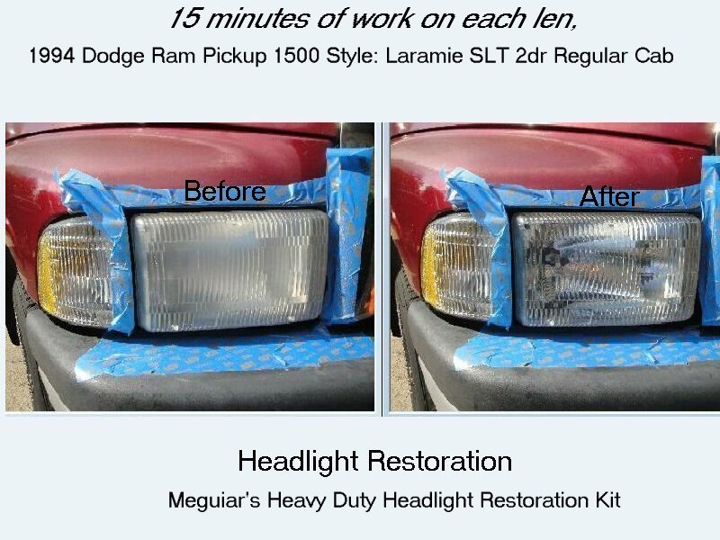 Before after Headlight Restoration 1994 Dodge Ram pickup